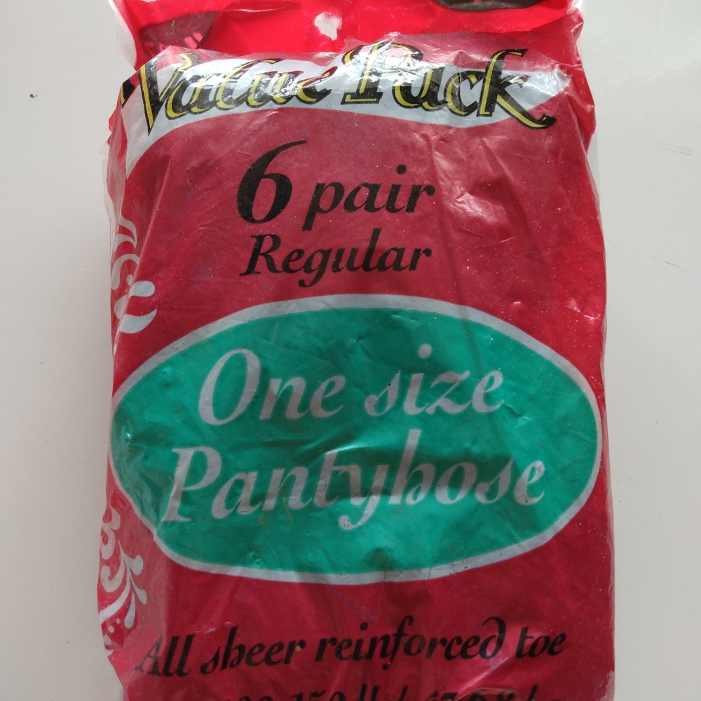 Value Pack 6 pairs One Size Panty Hose Stocking 70's Black Vintage Pantyhose